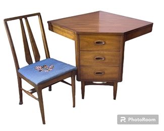 Dixie Mid Century Corner Desk or Table with 3 Drawers