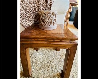 Pair vintage Asian style end tables