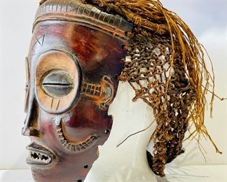 Chokwe Ivory Coast African Carved Wood Mask Post 1950