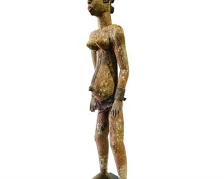 Old Igbo Ibo Carved Wood Ancestor Figurine African Tribal Art
 Part of an estate collection recently acquired from the heirs, including antique, pre-war pieces, along with various post-1950 items. Please refer to the pictures for condition reports, as each piece shows good, age appropriate surface wear and patina. A few masks are missing the raffia, and exhibit considerable wear. Also notice a few pieces come with museum stands. - Lot 12
