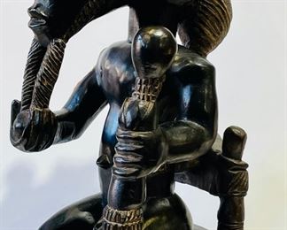 Old Nigerian Carved Wood Royal King Figurine African Tribal Art