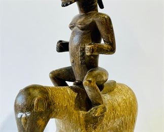Banama Carved Wood Equestrian Figurine African Tribal Art Statuse