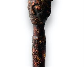Yoruba Ose Sango Carved Wood Dance Wand African Tribal Art Staff