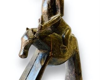 Senufo Equestrian Horse and Rider Carved Wood African Tribal Art Figurine