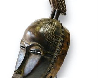 
Old Guro Carved Wood Bird Mask on Stand African Tribal Art