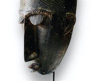 Old Baule Carved Wood Mask on Stand African Tribal Art