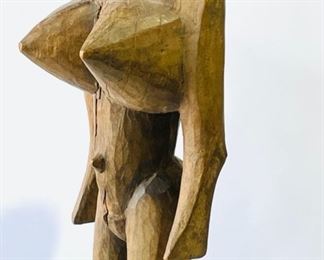 Old Dogon Carved Wood Female Figurine African Tribal Art Statue w/Trade Beads