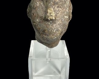 Ancient Tribal Hand Carved Stone Head
