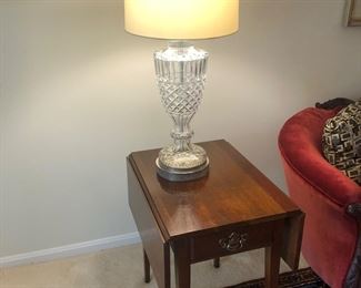 1950s pair of crystal lamps with silver-plate base