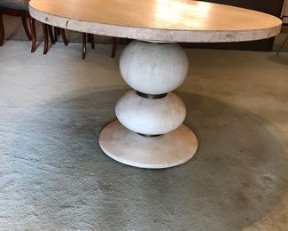 Sphere on sphere round solid wood dining table