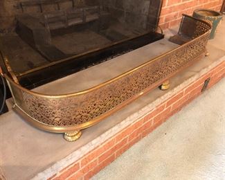 Antique solid brass fire place fender