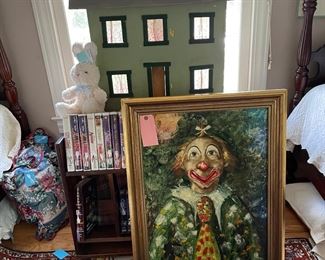 Vintage Clown Oil Painting 