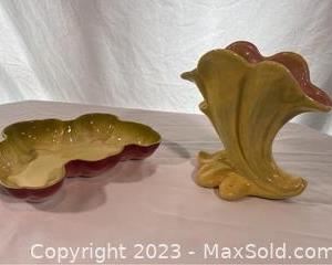 wcalifornia made yellow and pink pottery1721 t