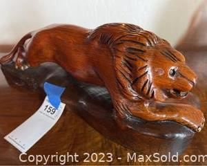 wcarved wood lion statue1591 t