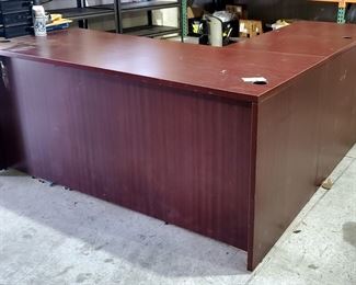 L-Shaped 4-Drawer Office Desk, 29.5" x 66" x 77", Including Scissors, Stapler, Note Pads, Pens And More
