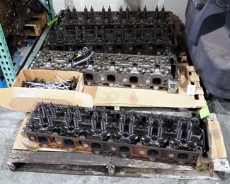 Cylinder Heads 6 Valve, Numbered 20E, 17B, 30A, 16E, Valve Stems And Springs