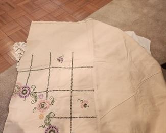 vintage embroidered table cloth