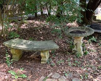 Several Cement lawn ornaments