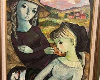 002 Jose Buigas Artist Framed painting on canvas, Two Girl