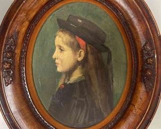 Alsatian Girl In Beautiful Wood Frame 14x12 No Glass