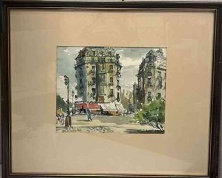 Ann McGuiness Paris Watercolor 25 1 2 X 22. Glass Front 