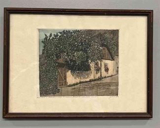 Fabric tapestry Perhaps Dutch Framed And Matted Cottage 