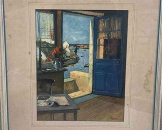 R Wintz The Blue Door. Glass Front 18x15 With Frame 