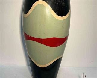 Vintage 29 Inch Tall Wooden Drum And Metal Swish Wand