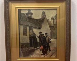 Unsigned Painting In Frame And Under Glass 13 1 2 X 11 With Frame 