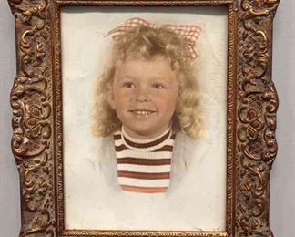 Vintage Photo Of Girl In Ornate Frame 