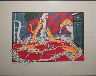 Teresa Farr "Cats on a Roll" signed and numbered print
