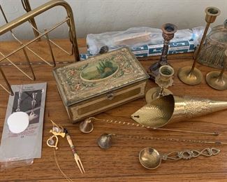 Brass candle holders and gold home decor