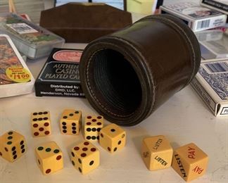 Vintage games, dice, and cards