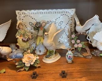 Ceramic bird and flower decor