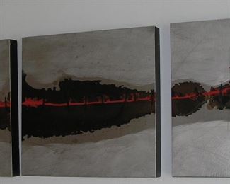 John Ensor Parker Triptych  " Beautiful Creatures" mixed Media on Aluminum.