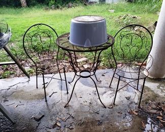 Outdoor Furniture and Enamel Pot