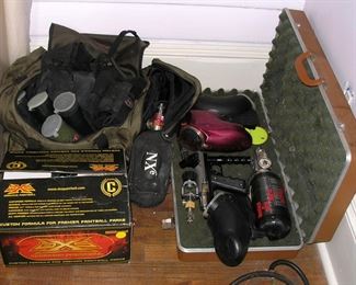 Paintball Gear, a lot of it. And a Fire Starter