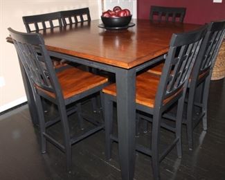 2-self storing leaves(18”)   6 chairs W-34  L-54  H-36