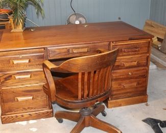 oak desk and bankers chair