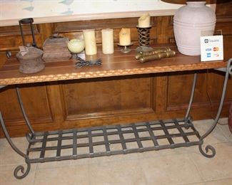 wood and iron console table