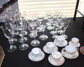 crystal stemware; teacup collection