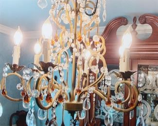 crystal and art glass chandelier