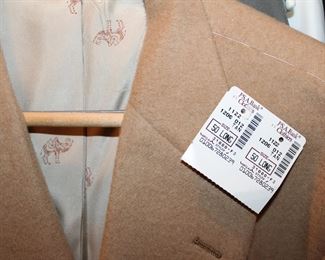 Camel hair jacket new with tags sz 50L; wool and silk suits and jackets
