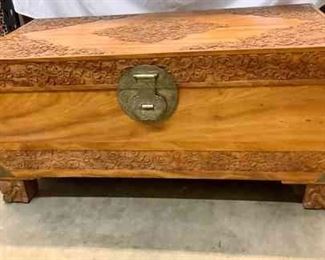 JAMA301 Carved Oak Wood Chest