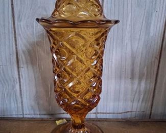 Amber Glass Compote