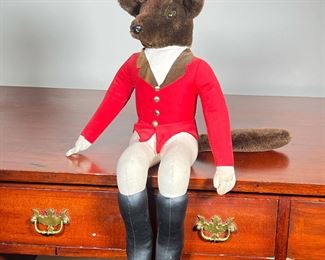 Fox Hunter Doll | A fox dressed in traditional fox hunting uniform, fixed in a permanent seated position . -  h. 21 in (diagonal length)
