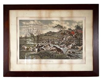 Stanley Berkeley Fox Hunt Print | "Full Cry", Messrs Reid Bros. London. - w. 41 x h. 31 in (frame)
