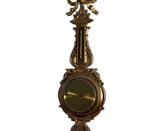(2pc) Vintage Barometer | Wall mounted gilt barometer by Syroco made in Germany. - l. 24 x w. 8 in (overall)