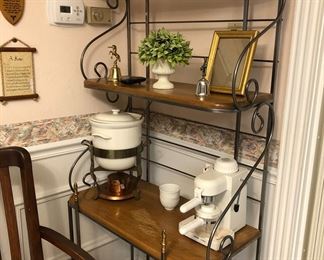 BAKER RACK AND DECOR AND KITCHEN ITEMS