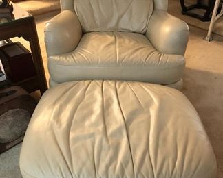 LEATHER CHAIR AND OTTOMAN